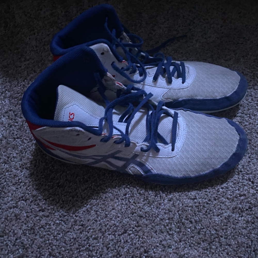 ASICS White and Navy Sneakers with Red Detail